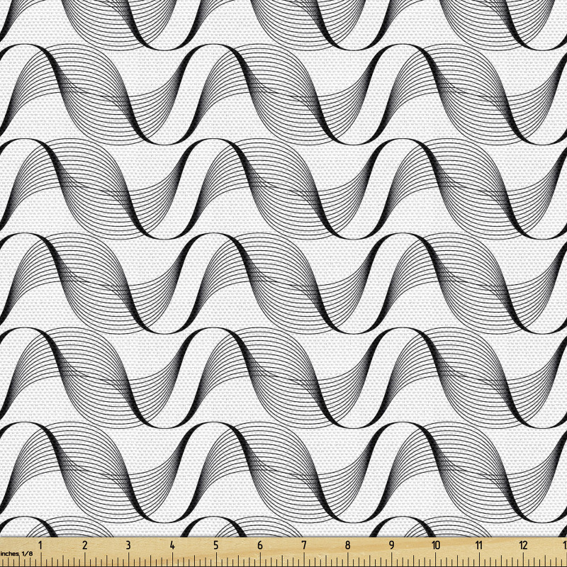 Modern Parça Kumaş Dalgalı İnce Çizgiler Çağdaş Soyut Motif