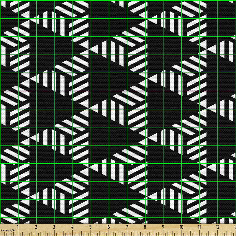 Monokrom Parça Kumaş Mozaik Esintili Tekrarlı Üçgen Motifleri 