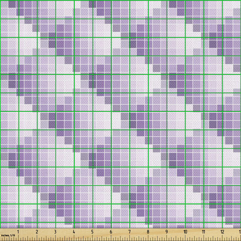 Geometrik Parça Kumaş Pastel Mor Ombre Ton Piksel Kareli Motif