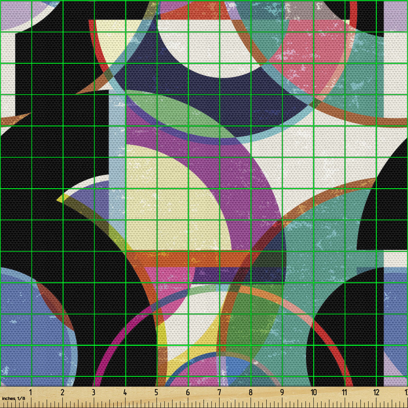 Soyut Parça Kumaş Sanatsal Tarz Rengarenk Geometrik Şekiller