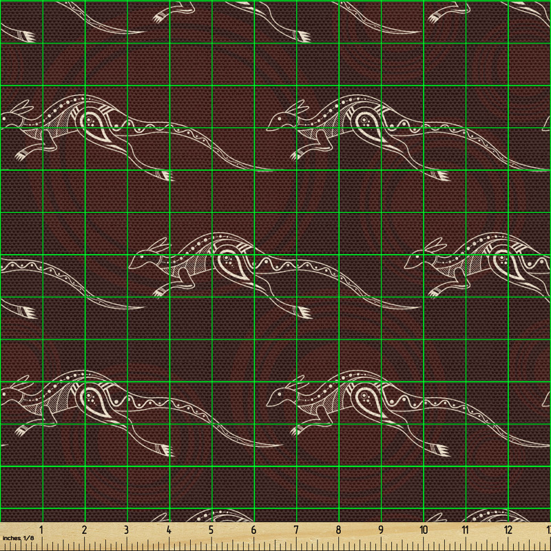 Tribal Parça Kumaş Borda Tonlarında Arka Plan Üzerinde Kanguru