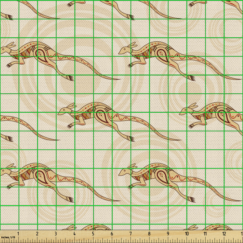 Tribal Parça Kumaş Pastel Tonlu Absürt Süslemeli Kangurular