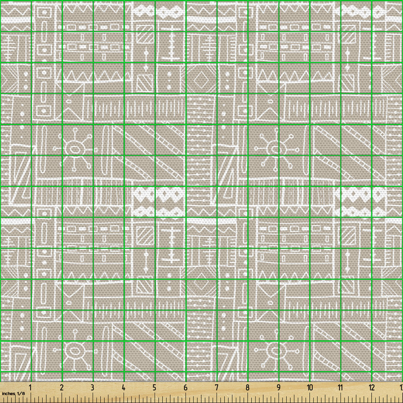 Pastel Parça Kumaş Nötr Tonlu Absürt Geometrik Kabilesel Motif