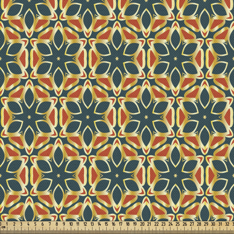 Retro Parça Kumaş Etnik Görünümlü Geometrik Mozaik Çiçek Motifi
