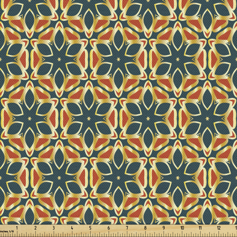 Retro Parça Kumaş Etnik Görünümlü Geometrik Mozaik Çiçek Motifi