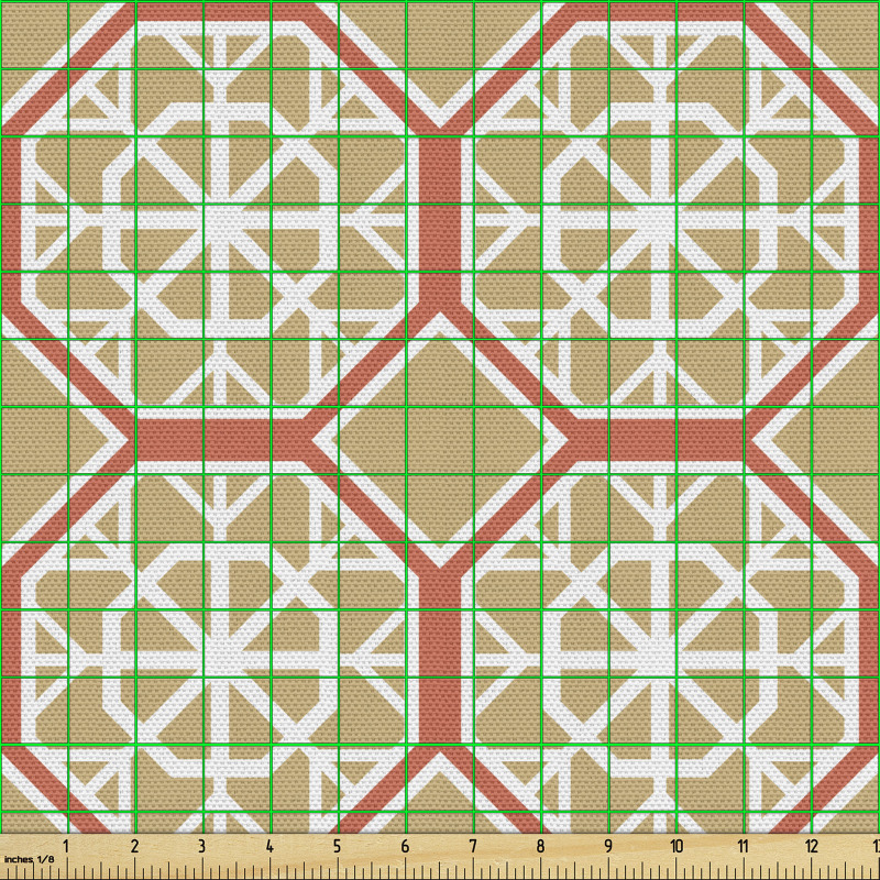 Geometrik  Parça Kumaş 8 Kenarlı Çini Deseni 