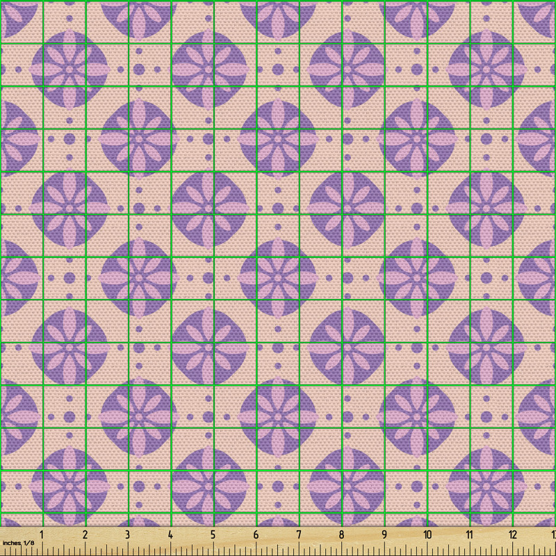 Geometrik Parça Kumaş Benekli Yapraklar Desenli