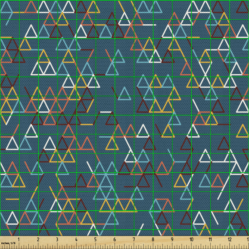 Soyut Parça Kumaş Rengarenk Üçgen Şeklinde İç İçe Motifler