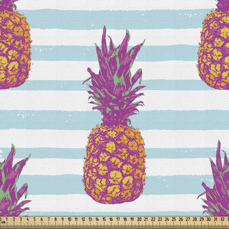 Doğa Parça Kumaş Retro Çizgili Ananas Desenli