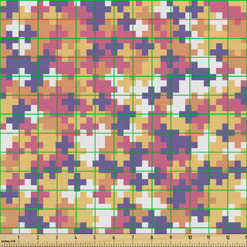 Geometrik Parça Kumaş Rengarenk Mozaik Desenli