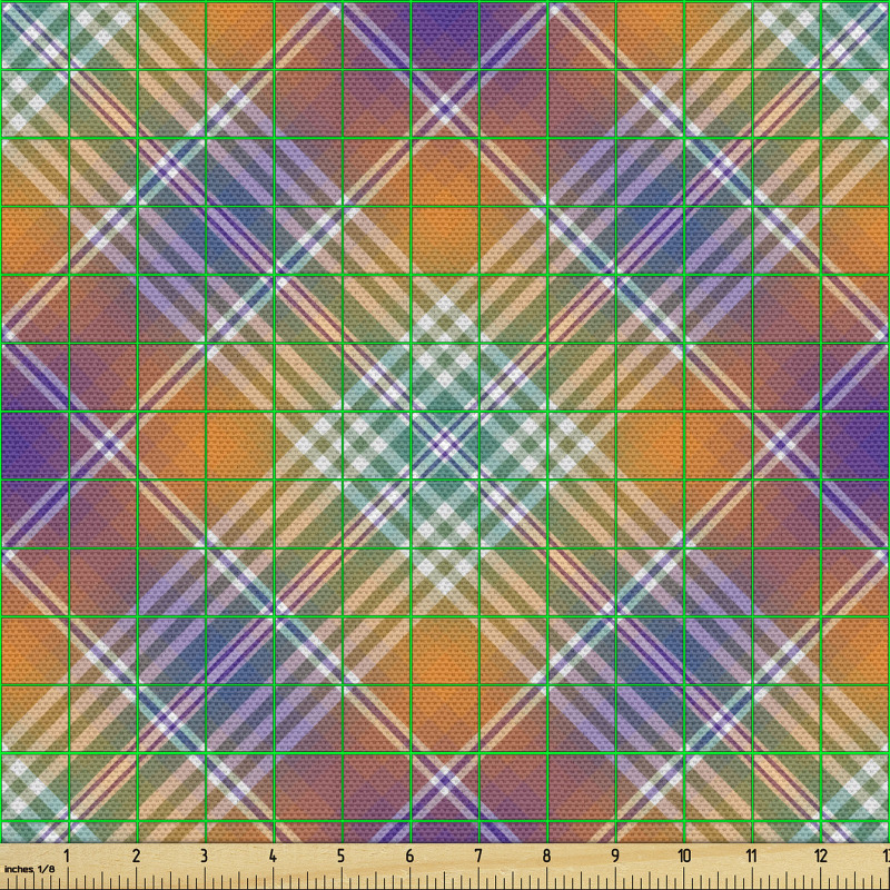 Geometrik Parça Kumaş Ekose Çizgili Desenli