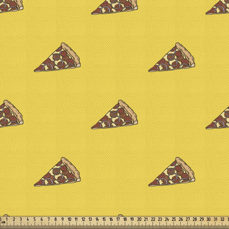 Yiyecek Parça Kumaş Sarı Fon Üzerinde Sucuklu Pizza Dilimi