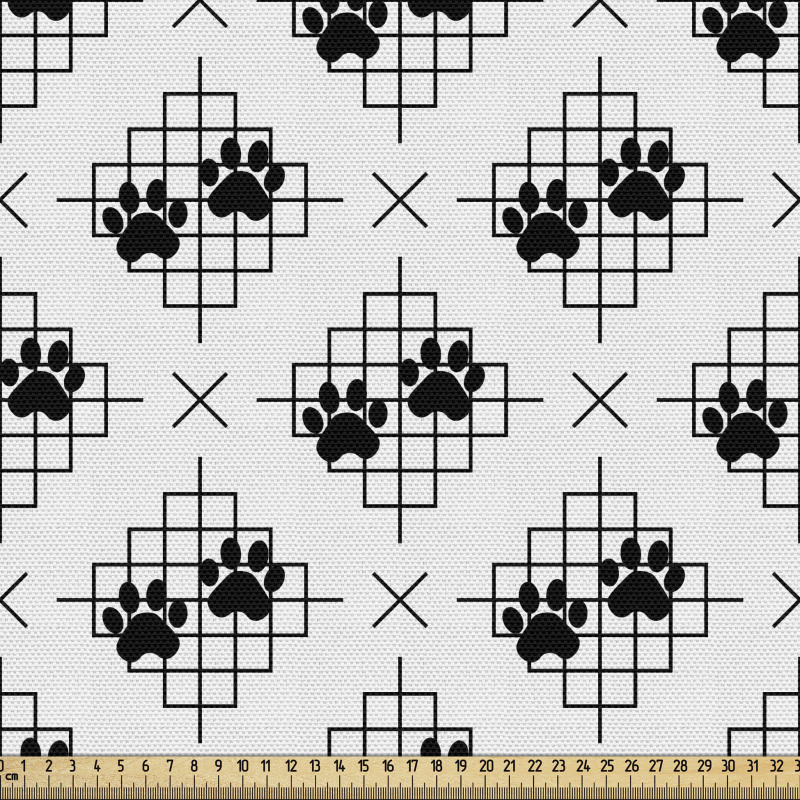 Hayvan Parça Kumaş Geometrik Motif Süslemeli Köpek Ayak İzleri