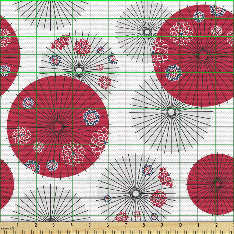 Etnik Parça Kumaş Geleneksel ve Zarif Çiçekli Japon Şemsiyeleri