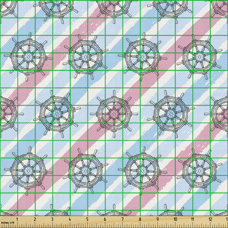 Marin Parça Kumaş Çapraz Aşınmış Şeritl ve Gemi Dümeni Çizimi