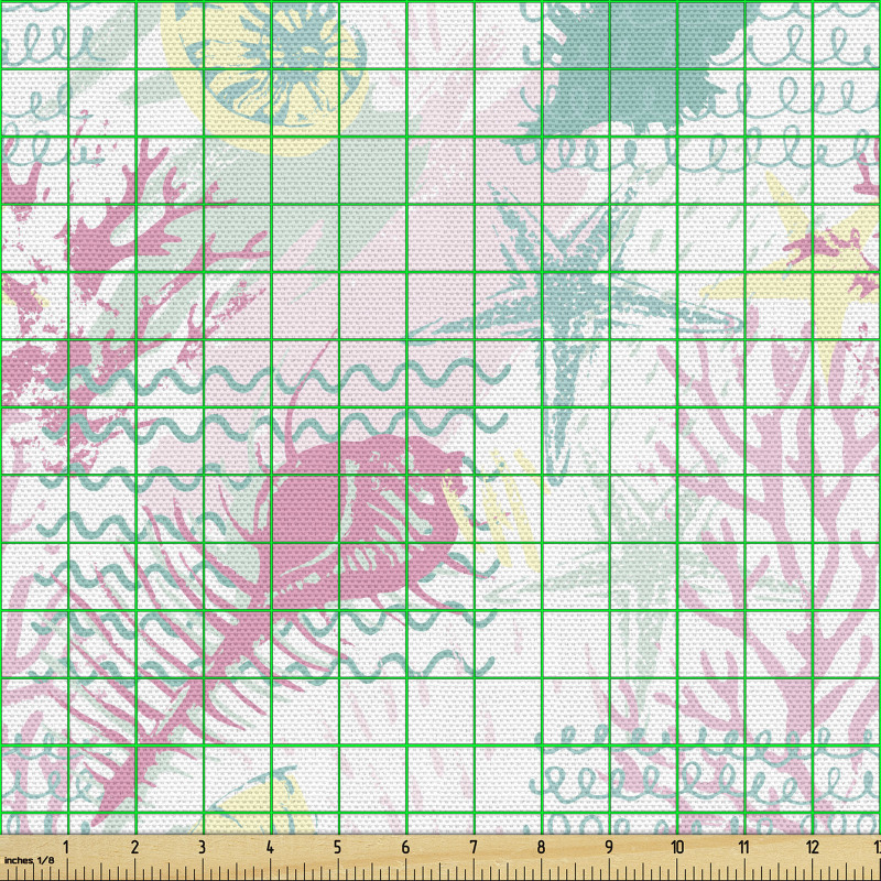 Yaratıcı Parça Kumaş Deniz Canlılarının Sanatsal El Çizimi