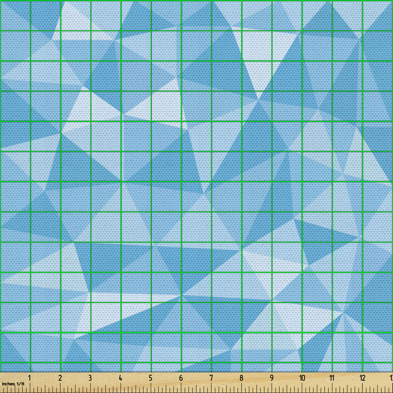 Geometrik Parça Kumaş Mavi Renkli Üçgenlerle Oluşan Soyut Çizim