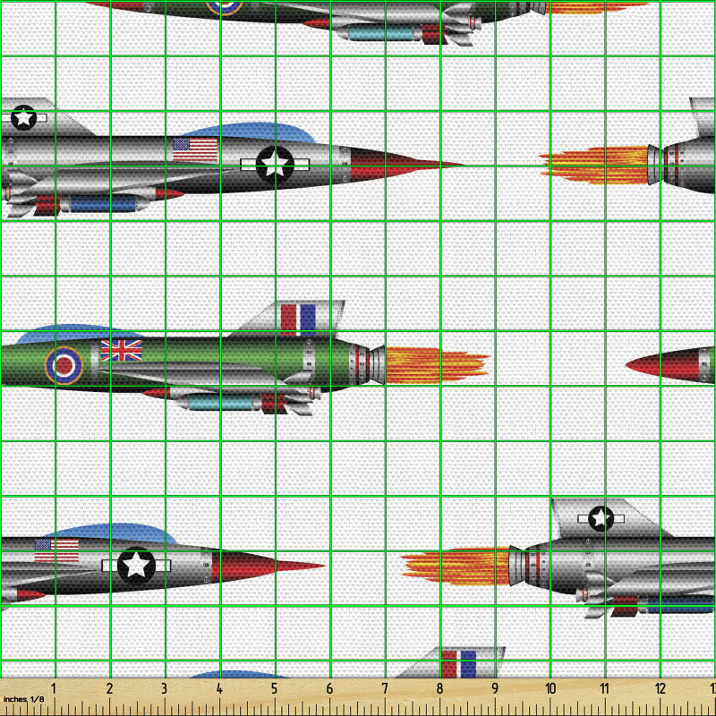 Ulaşım Araçları Parça Kumaş Renkli Savaş Uçakları