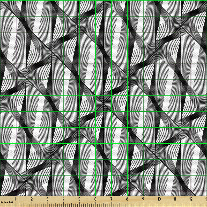 İllüzyon Parça Kumaş İnce Çizgiler ile Sanatsal Geometrik Desen