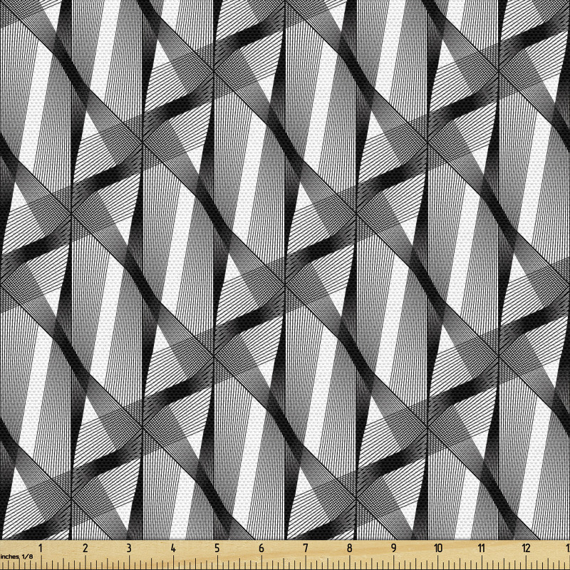 İllüzyon Parça Kumaş İnce Çizgiler ile Sanatsal Geometrik Desen