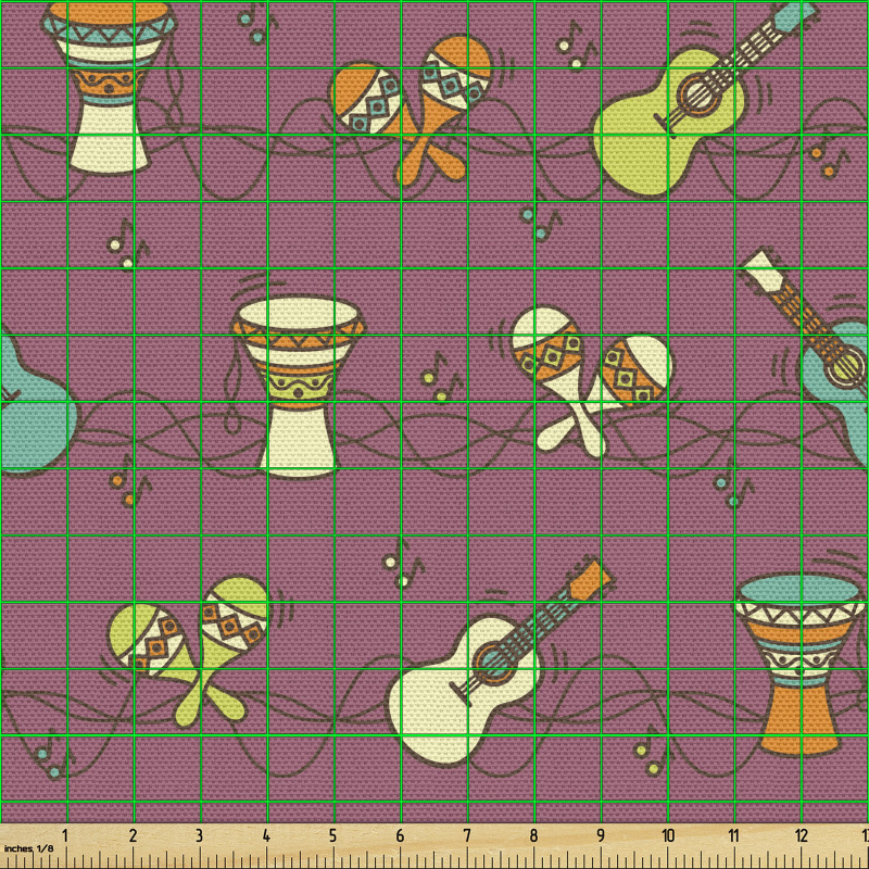 Müzik Parça Kumaş Devamlı Enstruman Motifleri İlüstrasyonu