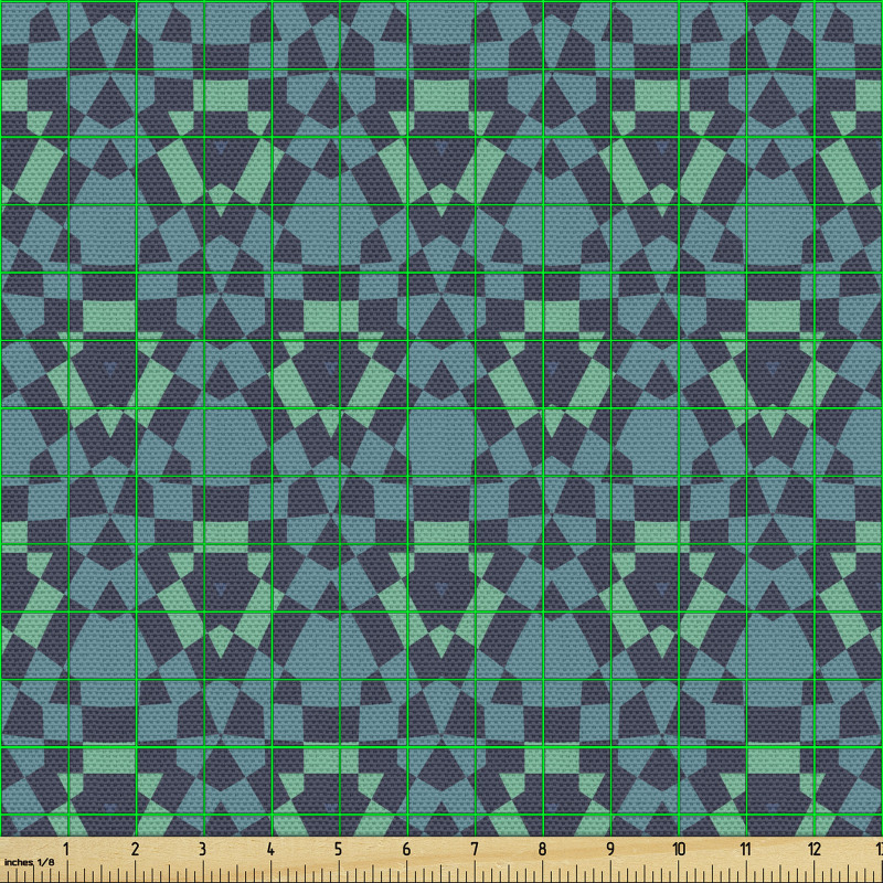 Geometrik Parça Kumaş Dekoratif Tekrarlı Soyut Çiçek Deseni 