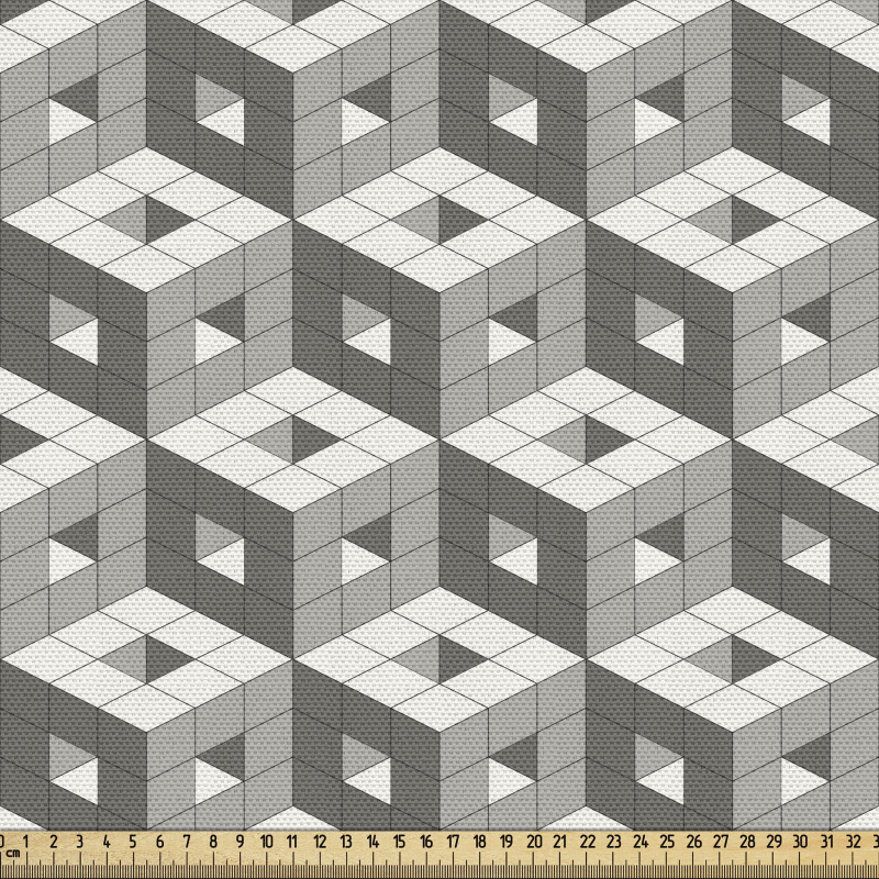 Geometrik Parça Kumaş Modern Tasarım Nötr Renklerde Soyut Şekil