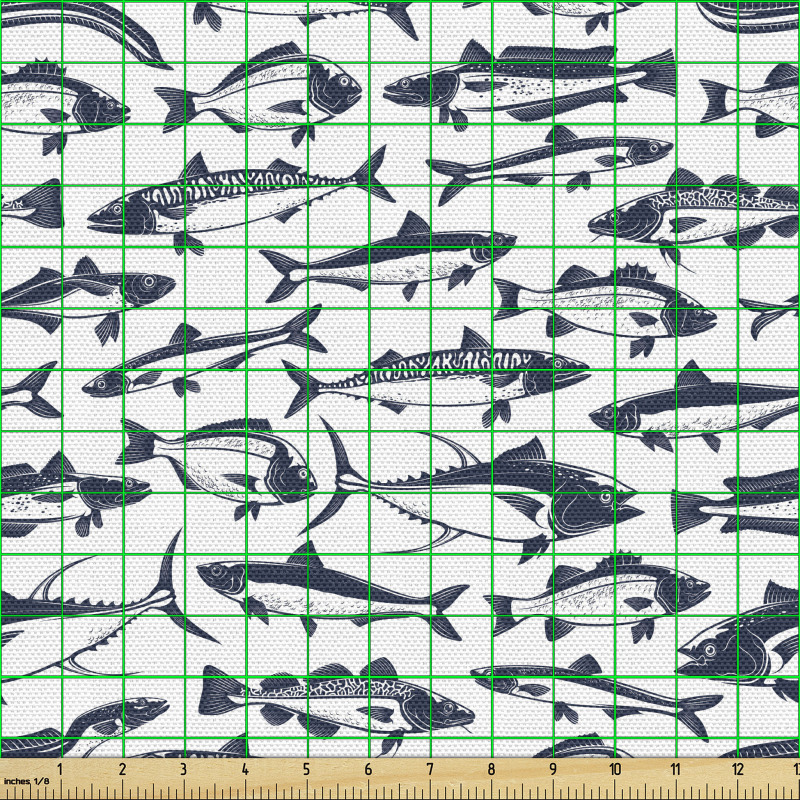 Balık Parça Kumaş Deniz Okyanus Canlıları Tekrarlı İllüstrasyon