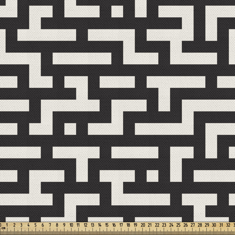 Geometrik Parça Kumaş Labirent Tuğla Gibi Düzensiz Motifler