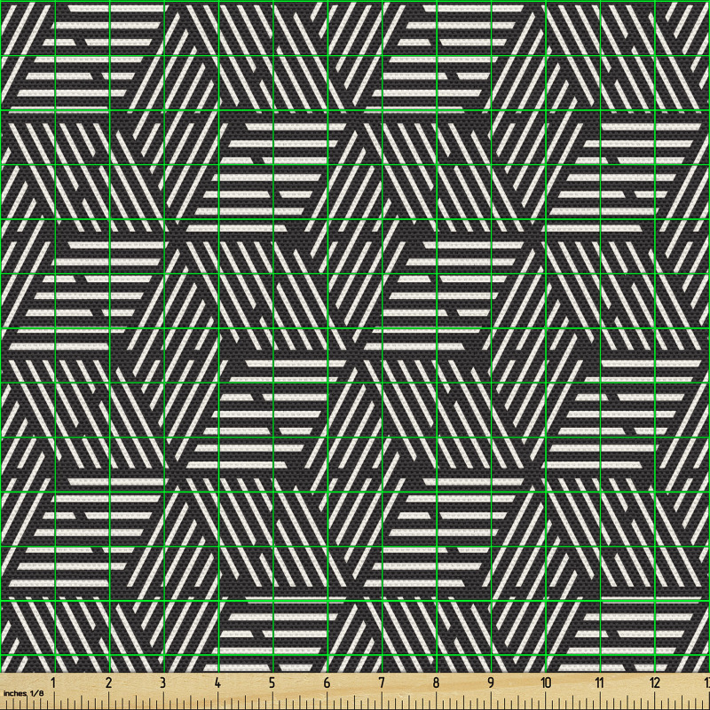 Geometrik Parça Kumaş Kısa Tekrarlı Şeritlerle Altıgen Formlar 