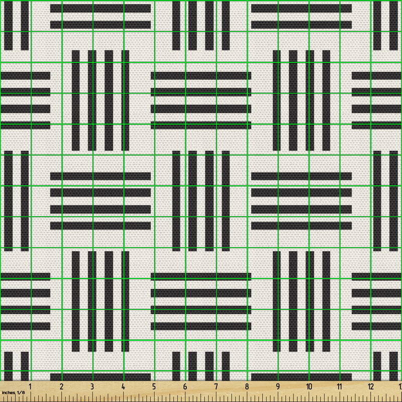 Geometrik Parça Kumaş Birçok Tekrarlı Dörtlü Şeritler Tasarımı