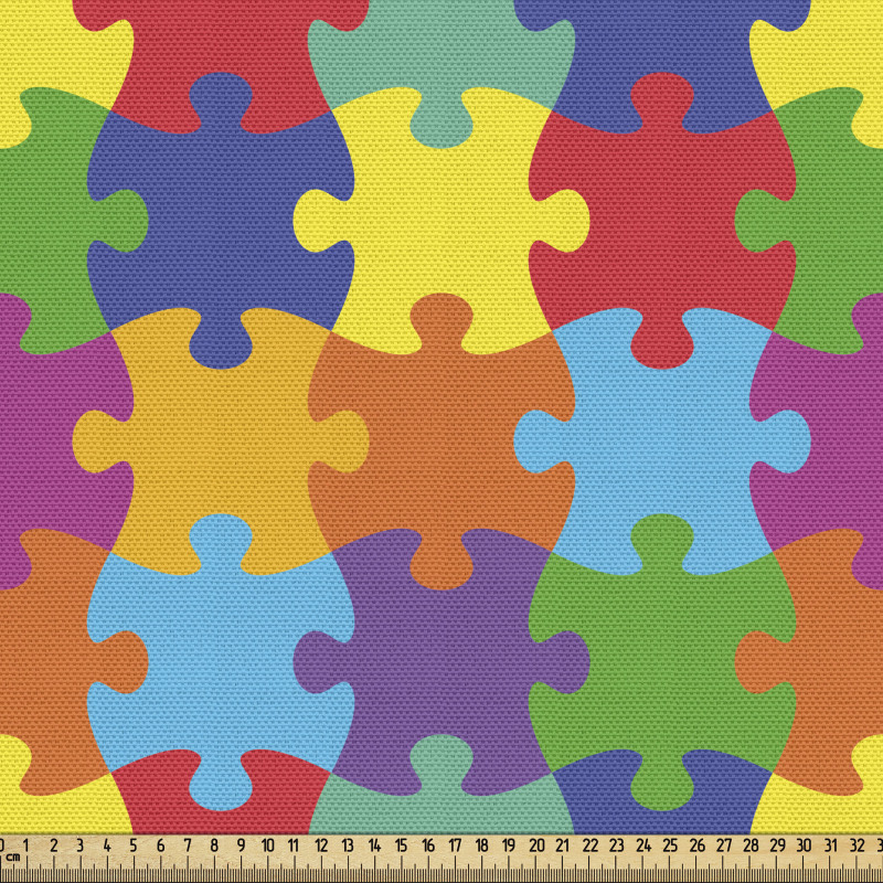 Renkli Parça Kumaş Çocuksu Tasarım Rengarenk Puzzle Parçaları