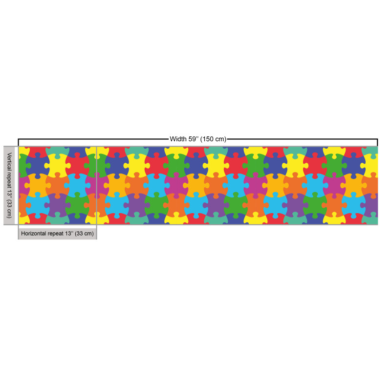Renkli Parça Kumaş Çocuksu Tasarım Rengarenk Puzzle Parçaları