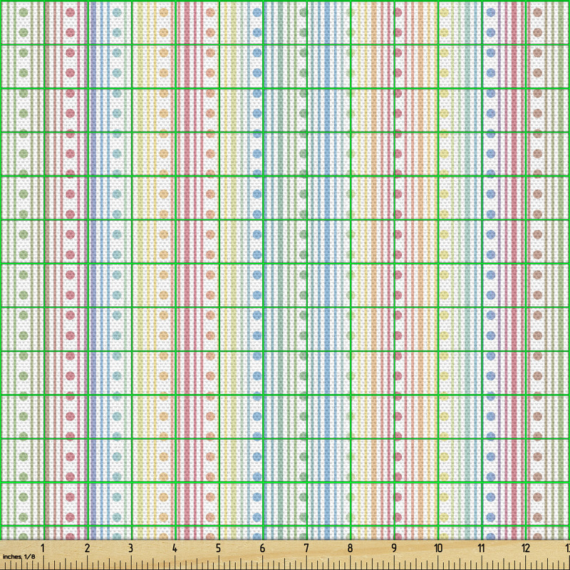 Soyut Parça Kumaş Renkli Tasarım Sıralı Dikey Şeritler Noktalar