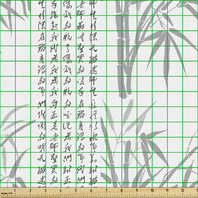 Asya Parça Kumaş Uzak Doğu Özel Alfabetik Tasarım Bambu Motif