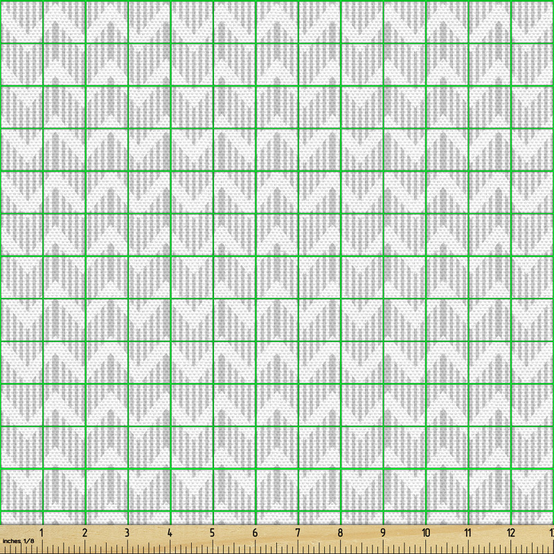 Geometrik Parça Kumaş Beyaz Zikzak Desenli