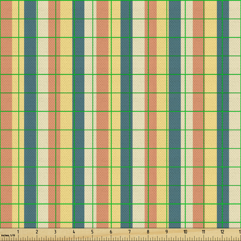 Retro Parça Kumaş Nostaljik Renkli Dikey Çizgiler Tasarımı