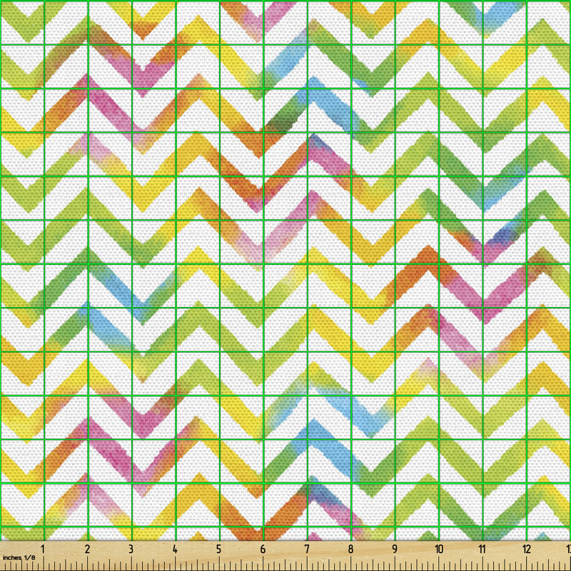 Zik Zak Parça Kumaş Rengarenk Zikzaklı