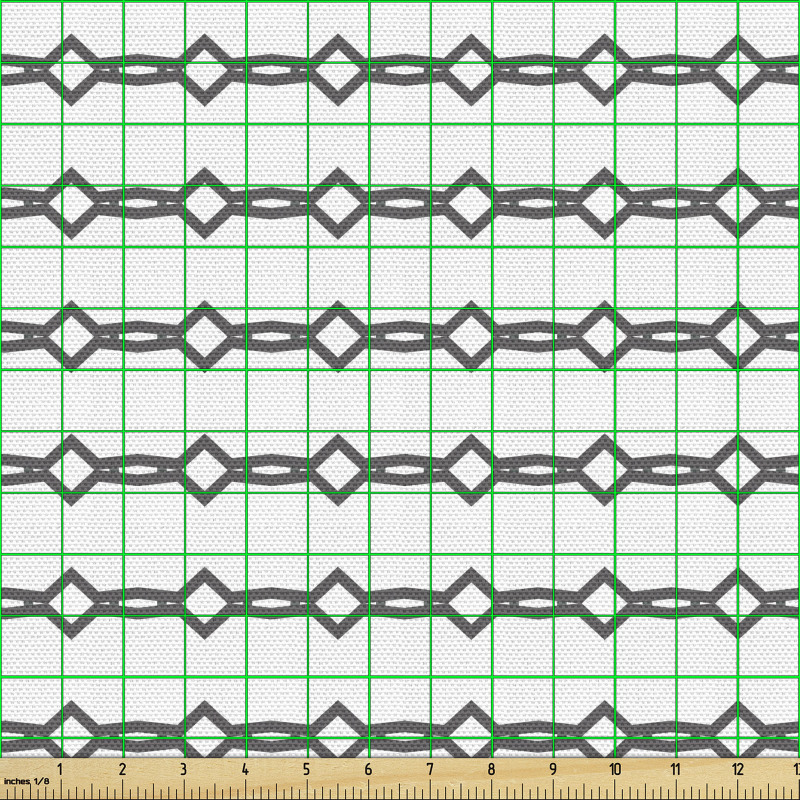 Geometrik Parça Kumaş Dörtgen Zincirler Desenli