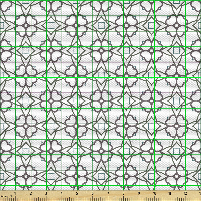 Geometrik Parça Kumaş Çokgen Çiçekler Desenli