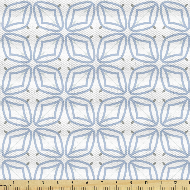 Geometrik Parça Kumaş Dekoratif Oval Gelen Mavimsi Motifler 
