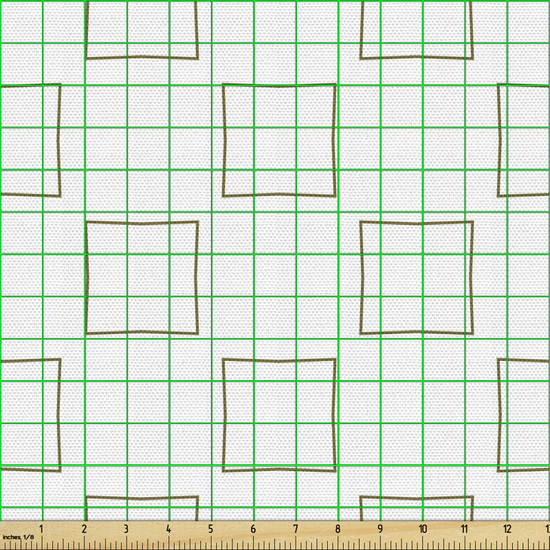 Geometrik Parça Kumaş İçi Boş Kareler Desenli