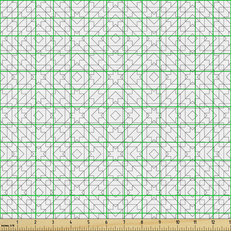 Geometrik Parça Kumaş İç İçe Dörtgenli Desen