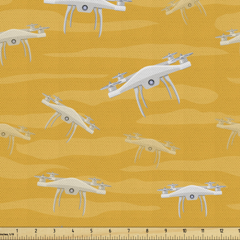 Gökyüzü Parça Kumaş Uçan Drone Desenli