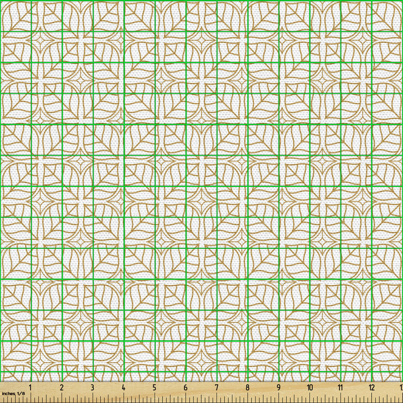 Geometrik Parça Kumaş Soyut Dekoratif Kare Formda Yapraklar