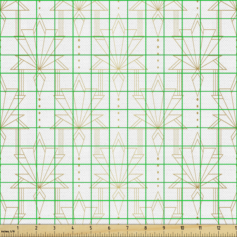 Geometrik Parça Kumaş Dekoratif Tekrarlı Altın Rengi Motifler