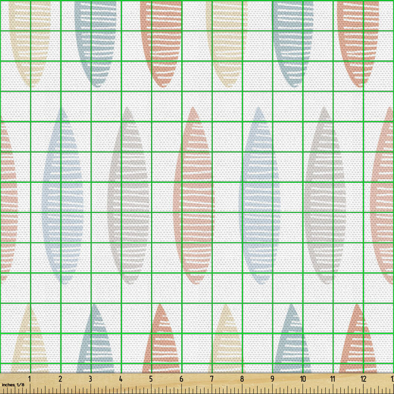 Pastel Parça Kumaş Soyut Çizgili Yaprak Şekilleri Düz Arkaplan