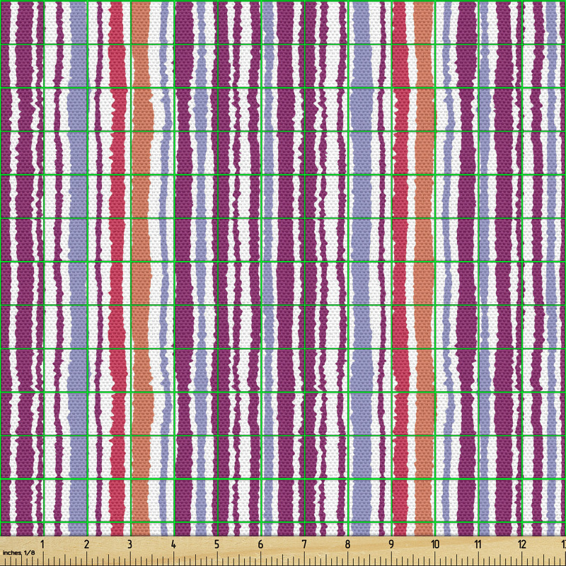 Geometrik Parça Kumaş Morumsu Tonlarda Dikey Dağınık Çizgiler