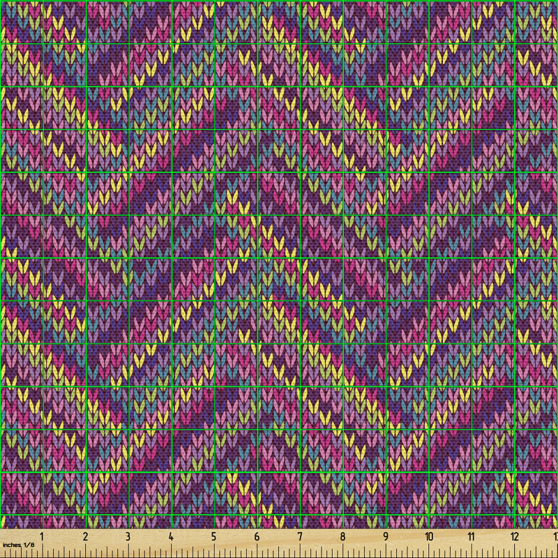 Geometrik Parça Kumaş Grafik Renkli Şeritli Örgü Tasarımı 