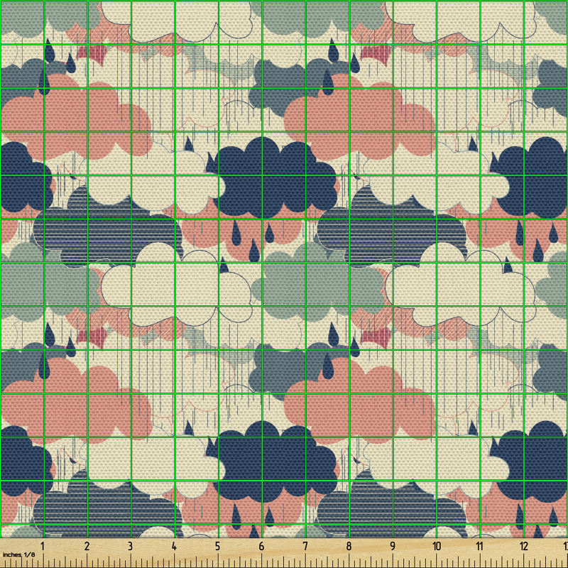 Karışık Desen Parça Kumaş Çiseleyen Yağmur